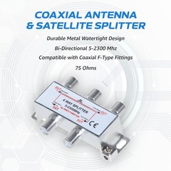 6-Way TV Coaxial Cable Splitter 5-2300 MHz for RG6 RG59 Antenna HDTV Satellite