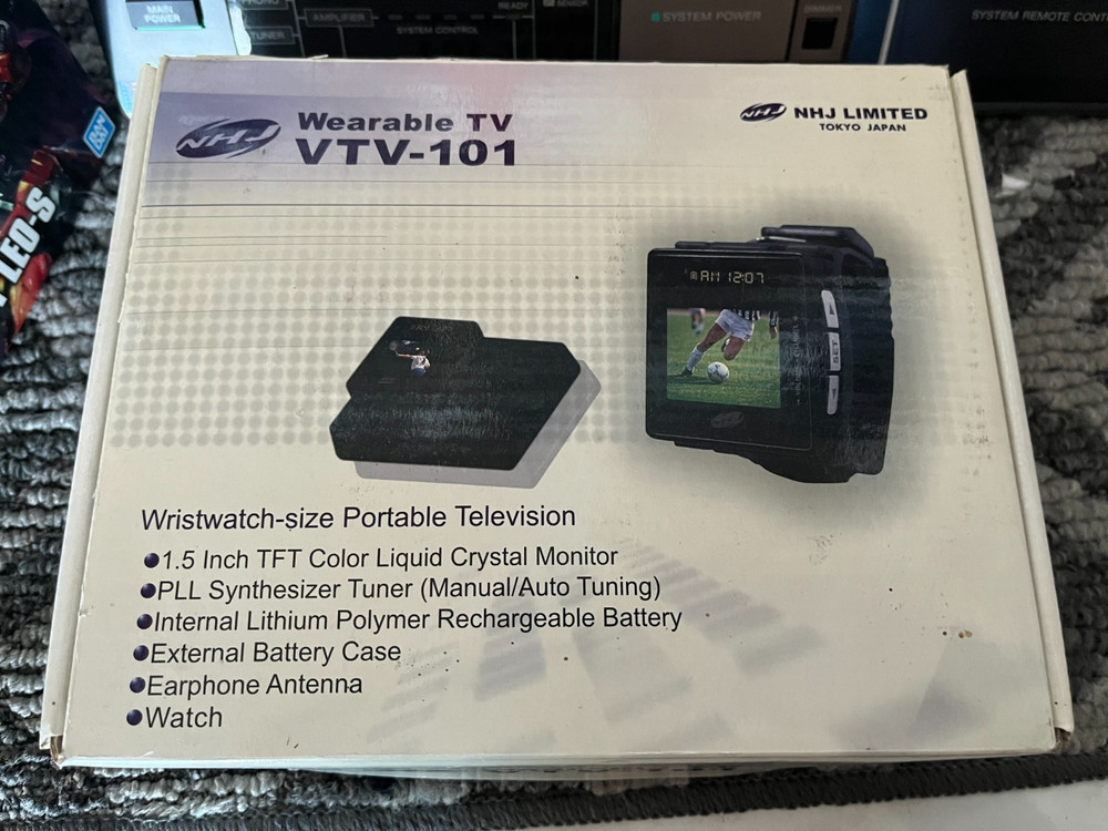 NHJ VTV-101 Wearable Wristwatch 1.5″ TV Complete in Box *New Battery* *Tested*