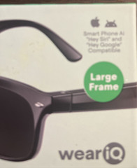 NIB WeariQ Smart Glasses Bluetooth Black UV400 Polarized Large Frame Ios Android