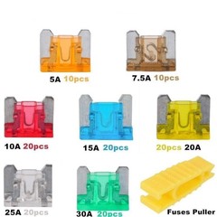 120Pcs 5A-30A Assortment Low Profile Micro Mini Blade Fuse Set Kit Car Truck