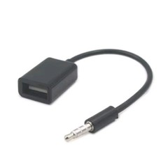 Black 3.5mm Male AUX Audio Plug Jack To USB 2.0 Male To Female Converter Car Mp3