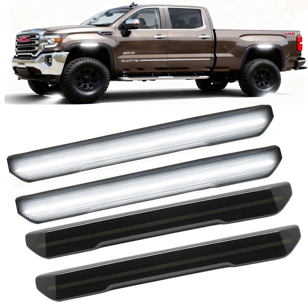 Smoke Side LED Front Rear Marker Fender Lights for GMC 2020+ Sierra 2500 3500 HD
