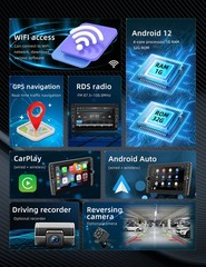 9in Double Din Stereo Car Radio Android 12 For Apple Carplay BT GPS WIFI 1G+32G