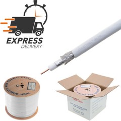 RG6 500FTCable Bulk Coaxial Cable Wire Dual Shield 18AWG White Coax Satellite NE