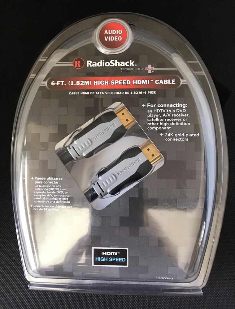 RadioShack 6 ft. 1.82M High Speed HDMI Cable 24K Gold Plated Connectors
