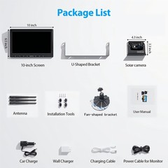 1080P 10″ DVR Monitor Magnetic Solar Wireless Backup Camera Truck Car RV Trailer