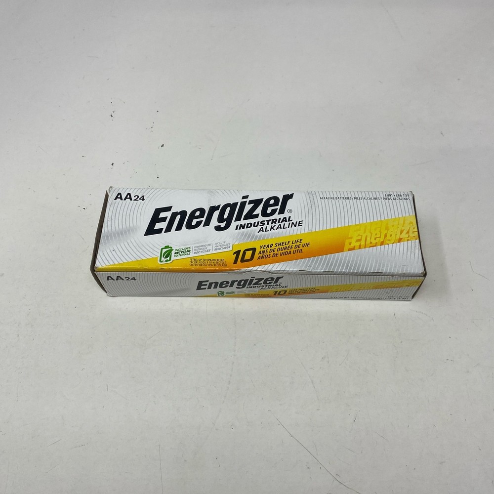 Energizer Industrial AA 1.5V Alkaline Batteries 24-Pack Silver/Yellow