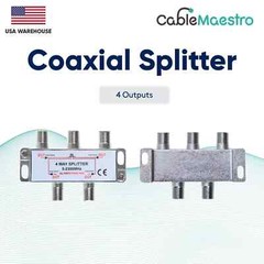 4 Way Power Pass Coaxial Splitter TV 5-2300MHz Satellite RG6 RG59 Cable