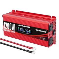 Cantonape 1200W Car Power Inverter DC 12V to 110V/120V AC 1200W, Red