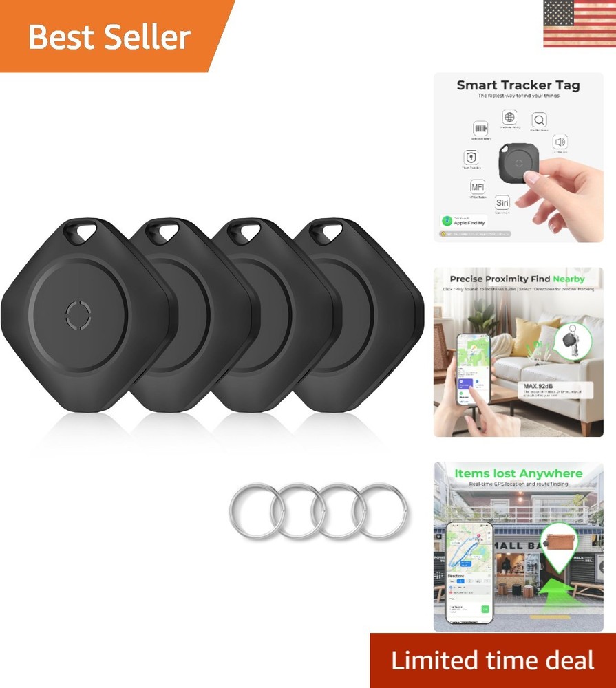 Compact 4-Pack iOS Item Finder Set – Loud Beep, Waterproof, Replaceable Battery