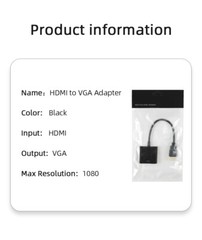 1080P HDMI Male to VGA Female Video Cable Cord Converter Adapter For PC Monitor