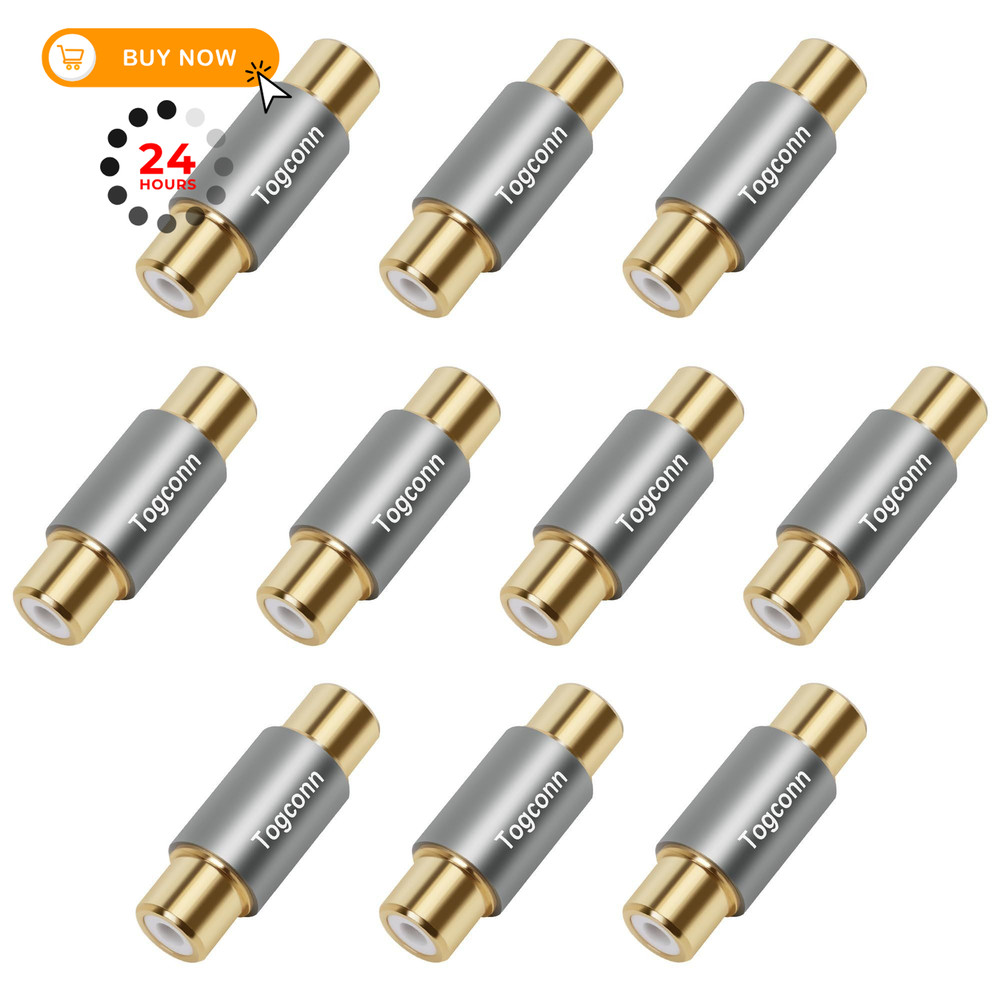 Togconn RCA Adapter – 10Pack Gold Plated Dual 10 Pack, Female to