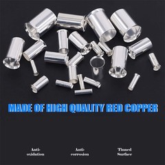 10-100PCS Gauge AWG (8 6 4 2 1/0 2/0) Wire Connectors Crimp Ferrules Terminals
