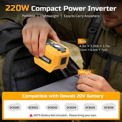 220W Power Inverter for Dewalt 20V Max Battery AC 110V Outlet Portable Camping