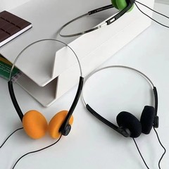 Retro Over Ear Headphones Vintage Wired 3.5mm Headset Adjustable Headband Black