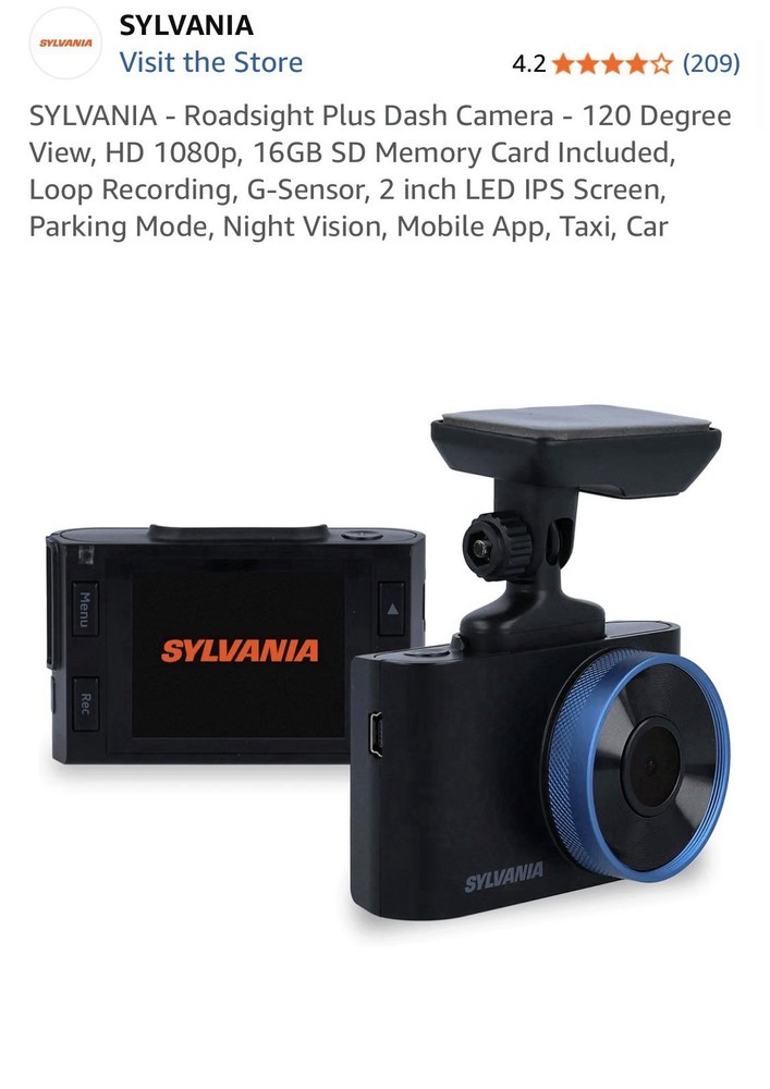 Sylvania: Roadsight Plus Dash Camera HD 1080p + 32GB Micro SD Memory Card