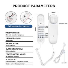 OFCN White OF-990 Slimline Wall-Mountable Basic Corded Telephone No AC white