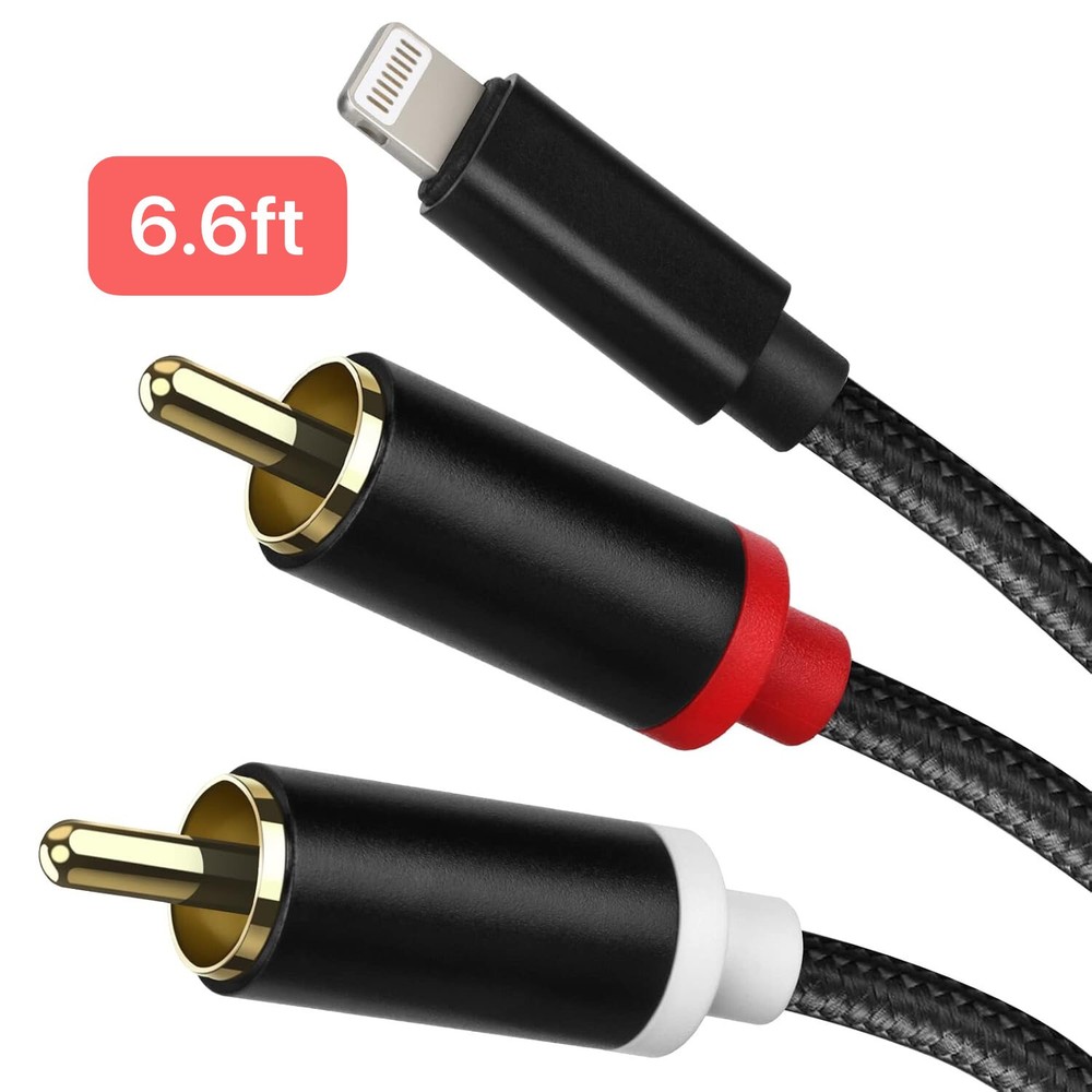 2-Male RCA to iOS/android Adapter Audio Stereo Cable Aux Cord Compatible for pad