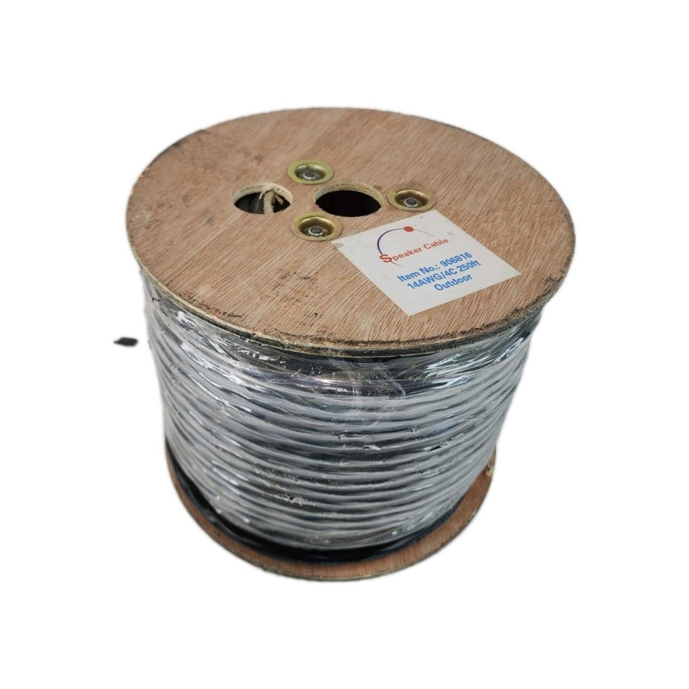 250ft Outdoor Audio Speaker Cable 14AWG 14/4 Heavy Duty Direct Burial Wire Black
