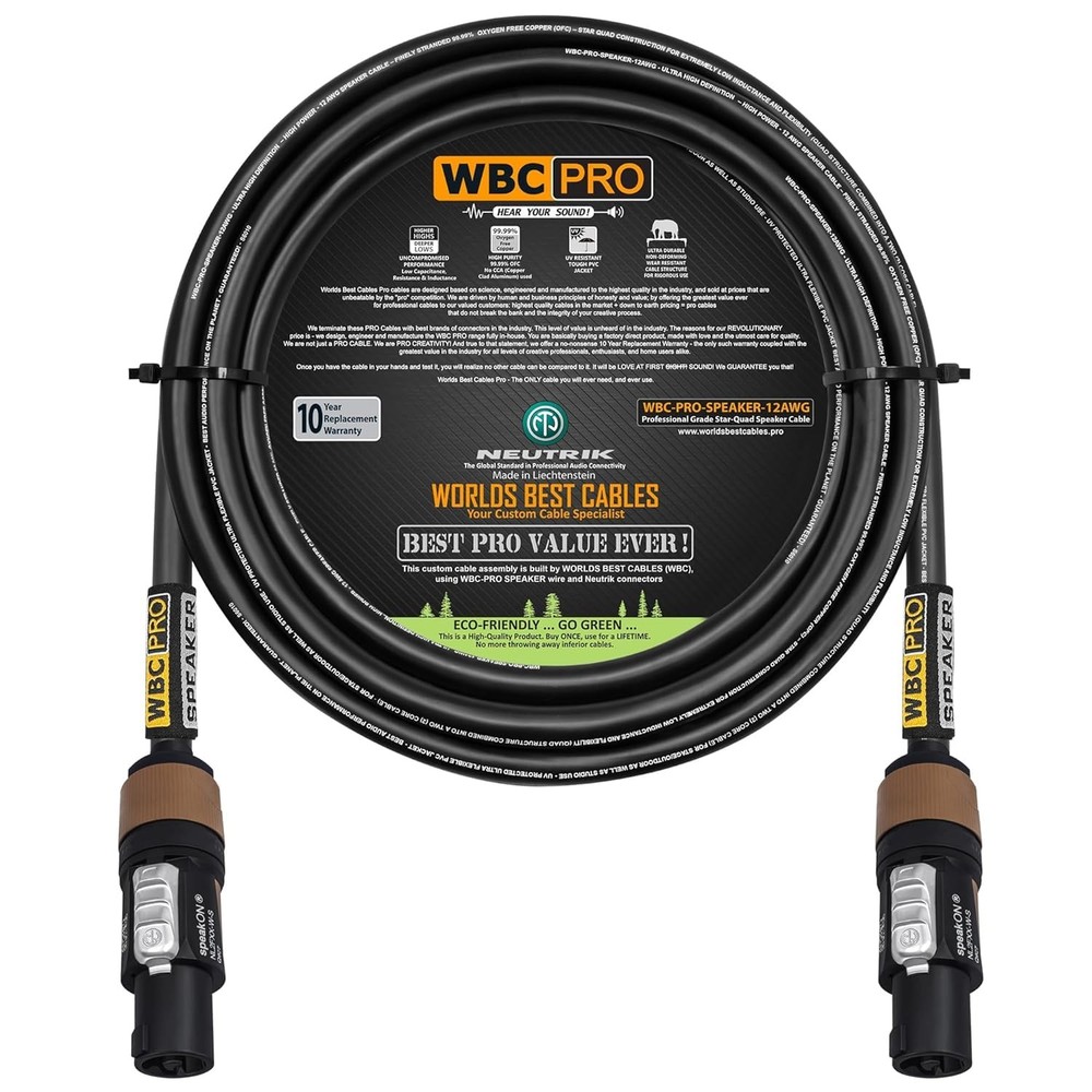 WORLDS BEST CABLES Speaker Cable 15FT SpeakON
