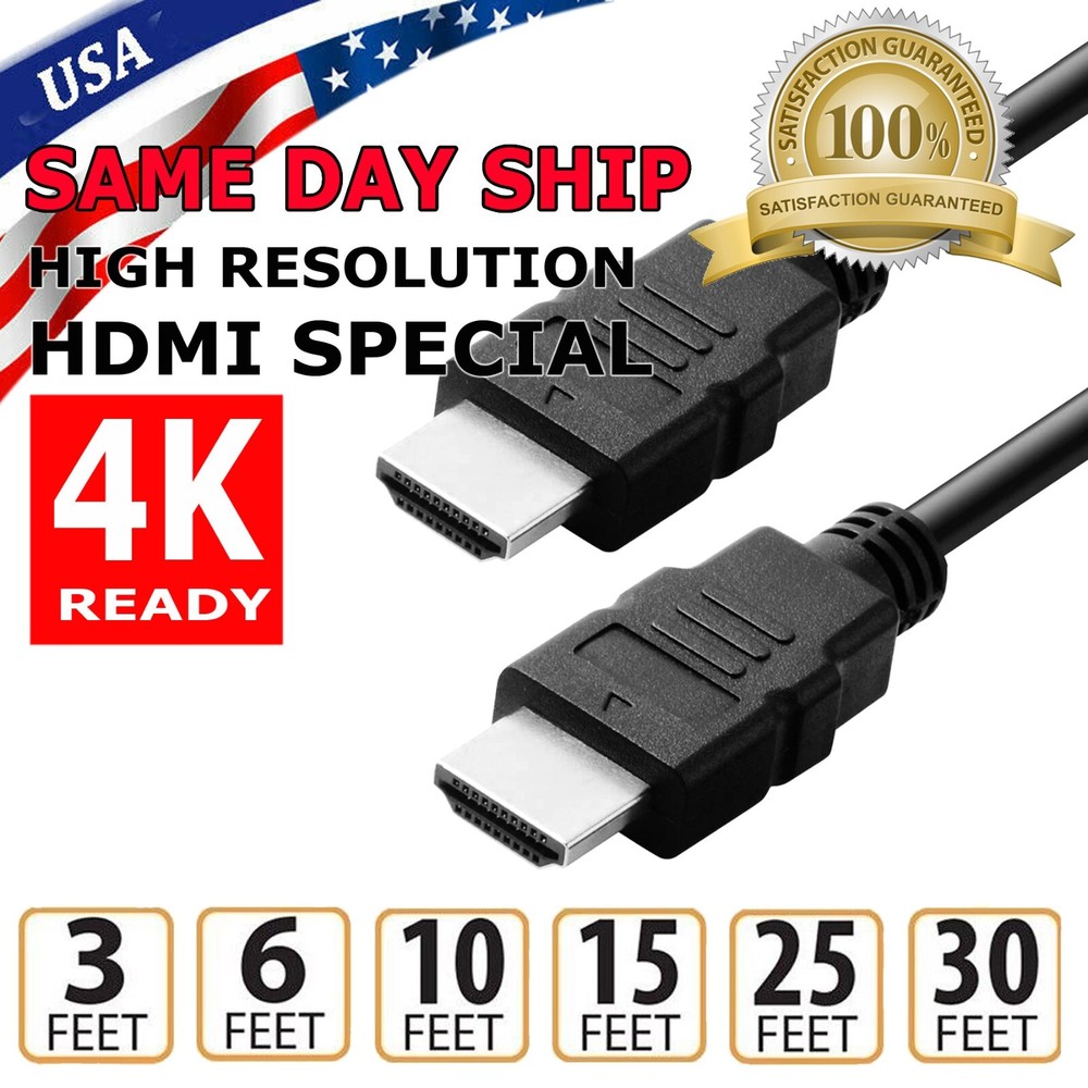 4K HIGH SPEED HDMI CABLE 2.0 1FT 2FT 3FT 6FT 8FT 10FT 12FT 15FT 20FT 25FT 30FT