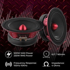 DS18 PRO-X6.4BM 6.5″ Car Speaker with Bullet 250 Watts RMS 500 Watts MAX