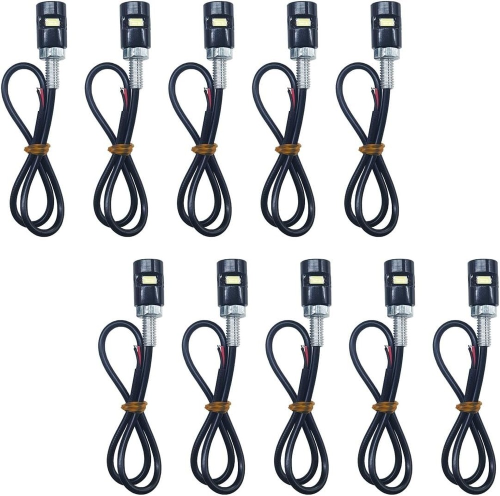 10 Pcs Motorcycle License Plate Light 12v LED License Plate Light Bright Alumini