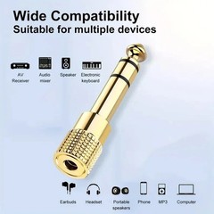 6.5mm 1/4″ Male plug to 3.5mm 1/8″ Female Jack Stereo Headphone Audio Adapter
