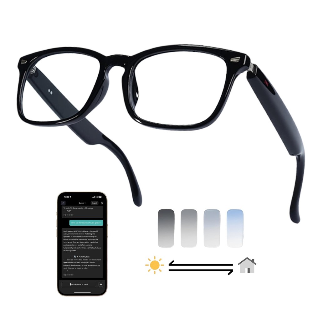 AI Smart Glasses, 164 Language Translation Glasses, Bluetooth Glasses with Sp…