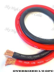 40 ft OFC 1/0 Gauge Oversized 20′ RED & 20′ BLACK Power Ground Wire Sky High Car
