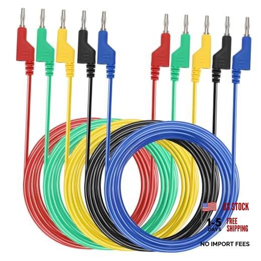 Sumnacon 5Pcs Banana to Banana Plug Test Lead, 4mm Stackable Banana Plug 2 m