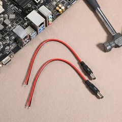 2Pcs 26AWG DC Power Pigtails Cable, 0.8FT 5.5mmx2.5mm Pigtail Cable Male