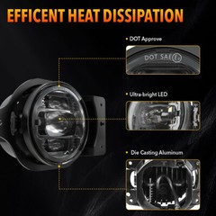 9in LED DRL Headlights For Jeep Wrangler JL Gladiator 2018-2024 4in Fog Light