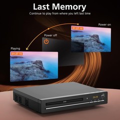Region Free DVD Player with 1080p HDMI Upscaling, Compact Multi-Format CD/DVD…