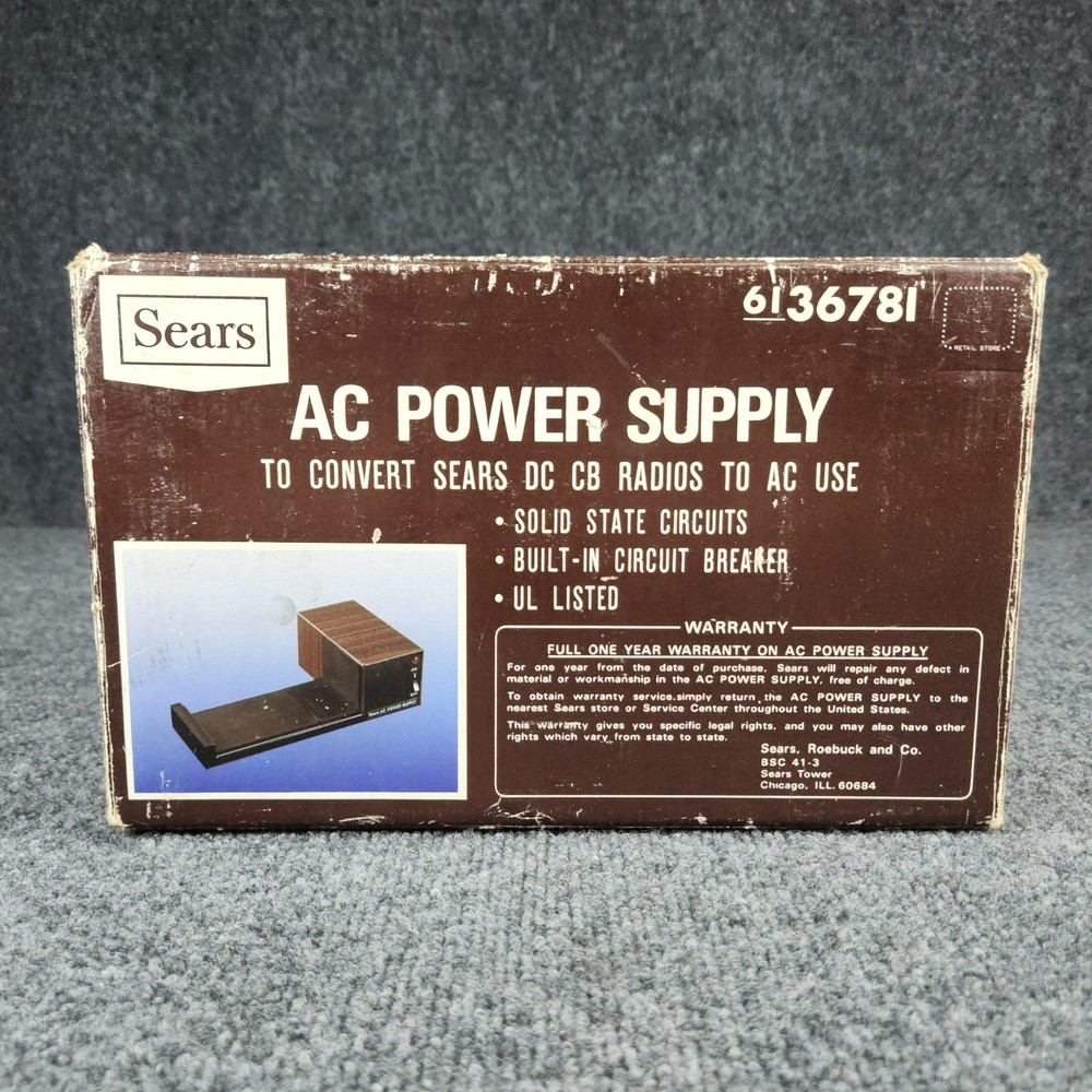 Vtg Sears CB Radio AC Power Supply 120v-12v DC Converter Boxed Japan 38736781601