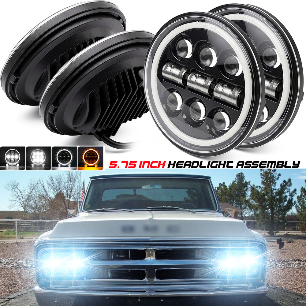 4PCS FOR GMC C15/C1500 1961-1972 Pickup C2500 5.75″ 5-3/4″ Round Headlights