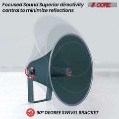 16-Inch Weatherproof Outdoor PA Paging Horn Speaker with Mounting Bracket