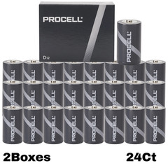 Duracell Procell PC1300 D-cell 1.5V Alkaline Button Long Shelf Life 10Years 24Ct