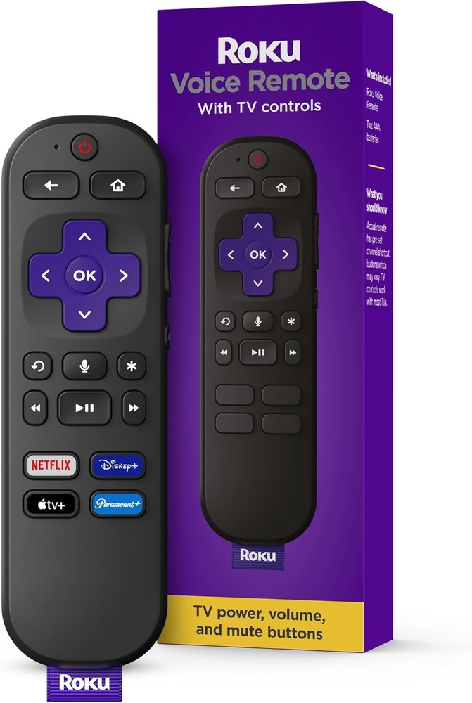 Roku Voice Replacement Remote w/TV Controls (RCA1RW) Power, Volume, Mute Buttons
