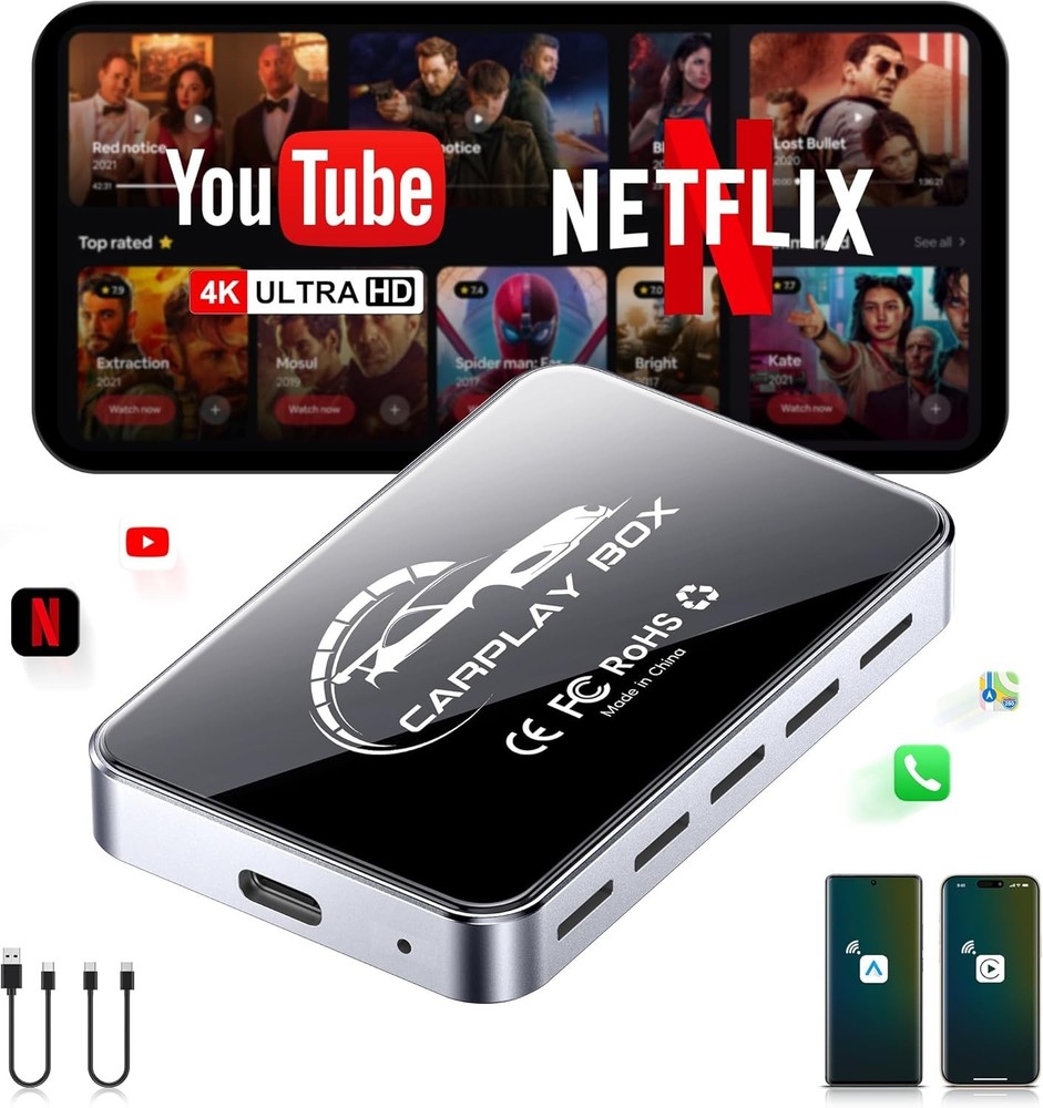 Faimee T11 Wireless CarPlay Adapter HDMI Wi-Fi Bluetooth 4K Dual-Band 4GB+32GB