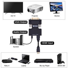 HDMI Female to VGA Male Video Adapter HD 1080p Audio Converter for Laptop PC DVD