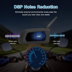 EJEAS V6 Pro Motorcycle Helmet Bluetooth Intercom, 2-Way 1200M V6-2, Black