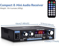 AK35 Stereo Amplifier Home Audio Max 200W Power 2Channel Stereo Receiver with BT