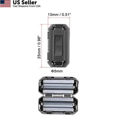 uxcell 3.5-5mm Ferrite Cores Ring Clip-On RFI EMI Noise 3.5-5mm, Black