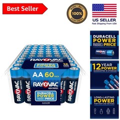 60-Pack AA Alkaline Batteries – High Energy & Leak Resistant for Household Use