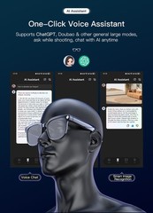 AI Smart Glasses Camera 4K Video Recording Bluetooth Calls Voice Assistant HD