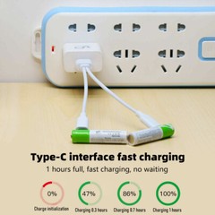 USB AA AAA 9V D Size Lithium ion Li-ion Rechargeable Battery 1.5V W/ Type C Lot