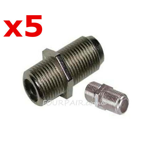 F Type Coax Coaxial Cable Coupler Female Jack Adapter Connector – 5 Pack Lot