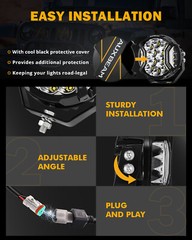 AUXBEAM 5inch Side Shooter LED Work Light Bar Pods Fog Lamp Offroad Driving DRL