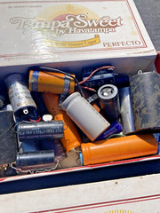 Vintage Electrical Parts Lot Capacitor Resistor Switch 8 Tampa Sweet Boxes Lot